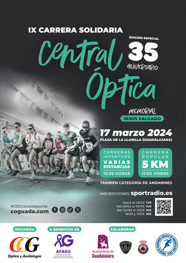 Central Óptica Guadalajara celebra su 35 Aniversario con la IX Carrera Solidaria, un evento lleno de compromiso y deporte
