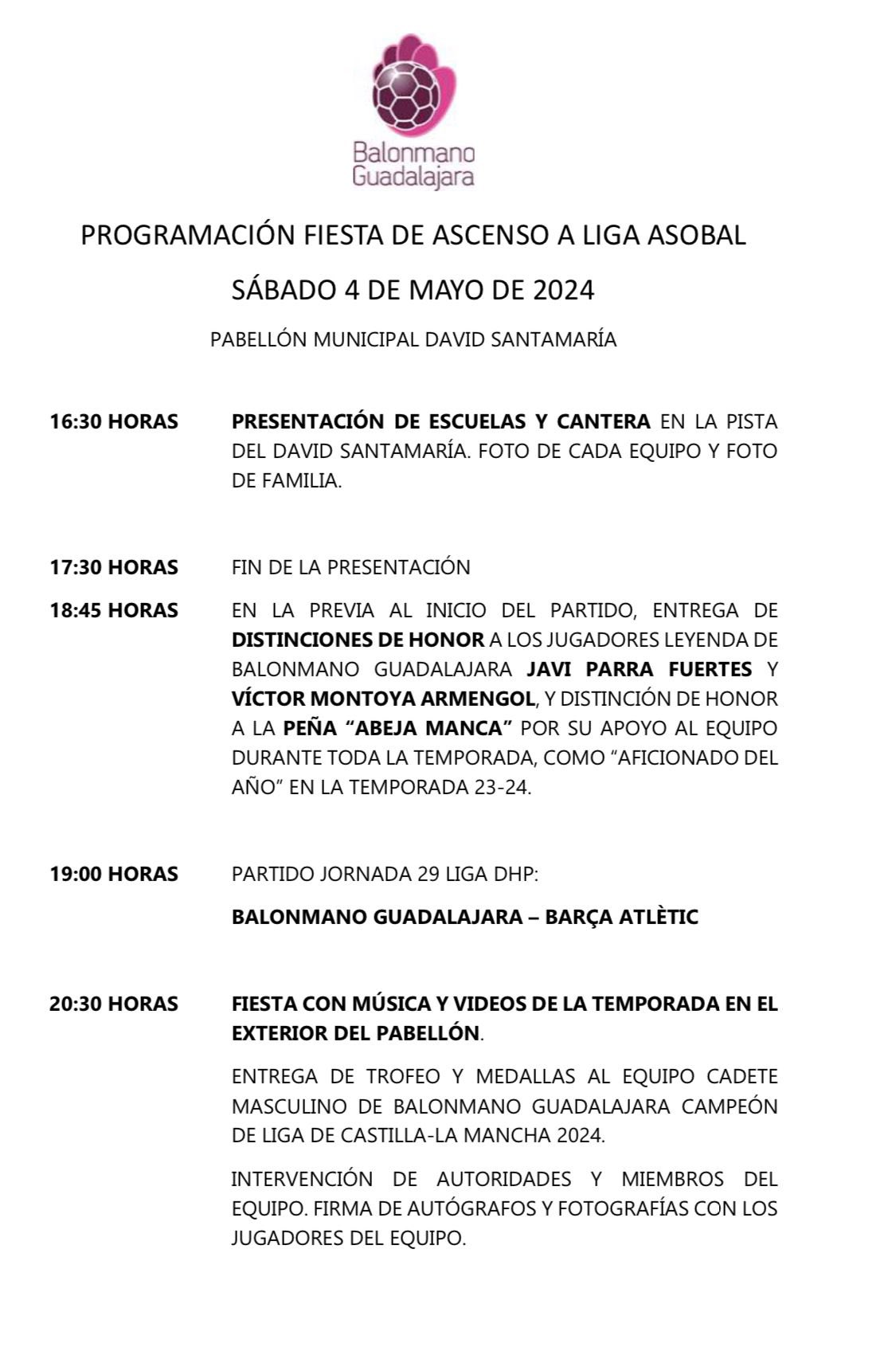 BM Guadalajara Celebra su Ascenso y Despide a una Leyenda en una Fiesta Emotiva en el David Santamaría