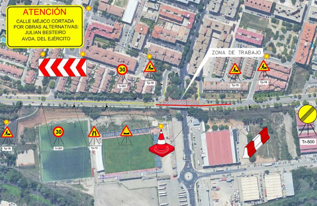 Cortes de Tráfico en Calle Méjico por Reparación del Puente sobre Julián Besteiro