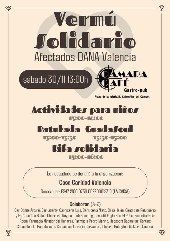 Cabanillas se une a Valencia: Vermú solidario para los afectados por la DANA