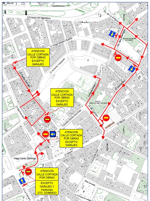 Corte en la Travesía de Santo Domingo y cambios en el tráfico por las obras de la calle Cervantes en Guadalajara