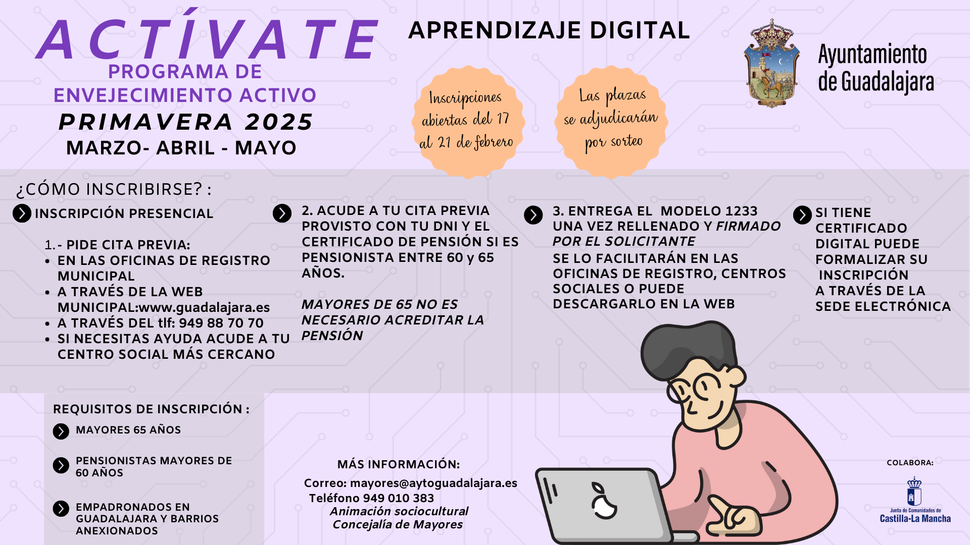Guadalajara lanza la segunda edición del programa Actívate para formar a personas mayores en competencias digitales