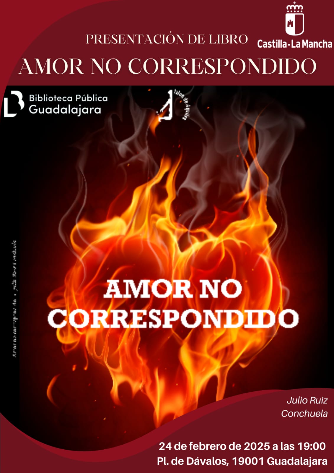 Presentación de la antología poética 'Amor no correspondido' en Guadalajara por Julio Ruiz Conchuela