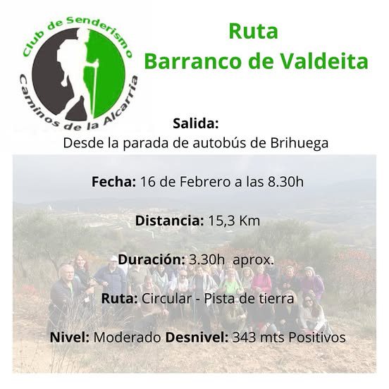 Ruta de Senderismo en Brihuega: Descubre el Barranco de Valdehita el 16 de Febrero