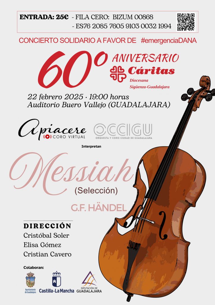 Concierto solidario en Guadalajara: Cáritas recauda fondos para los afectados por la DANA