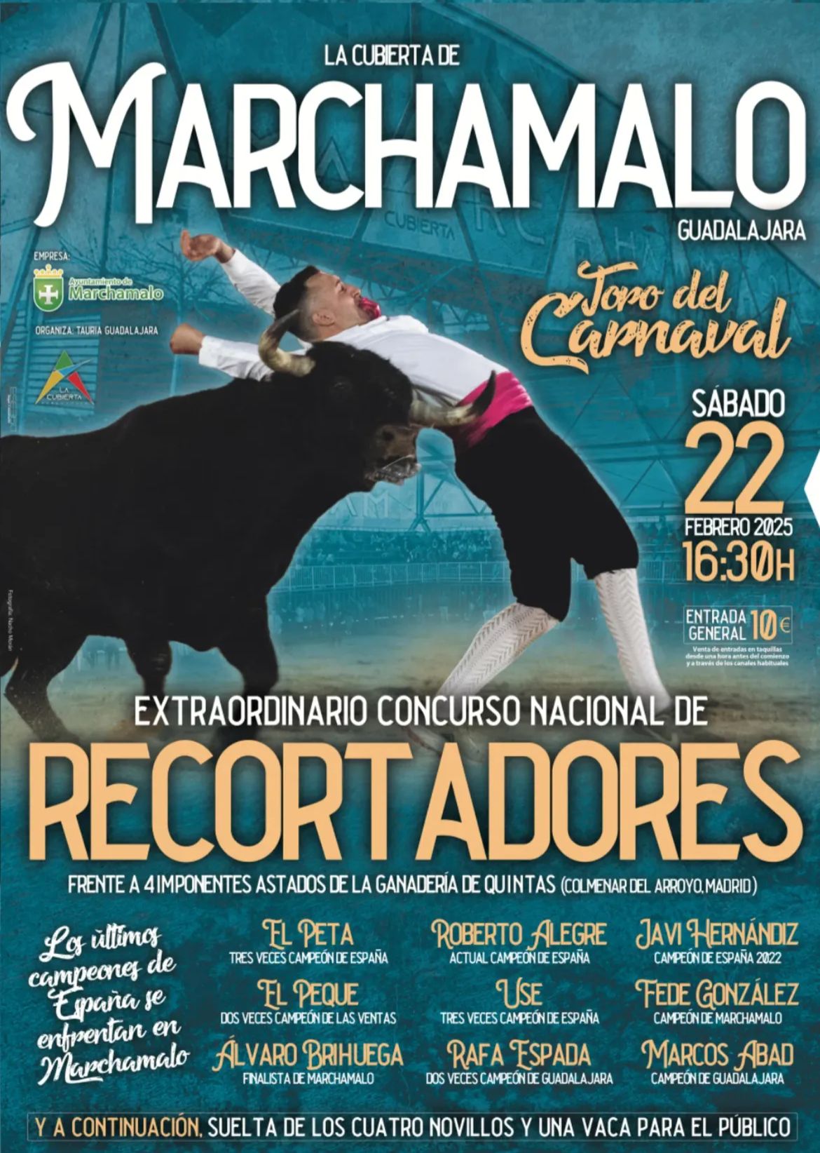 Marchamalo celebrará el 22 de febrero un espectacular concurso de recortes con suelta de reses para festejar el Carnaval