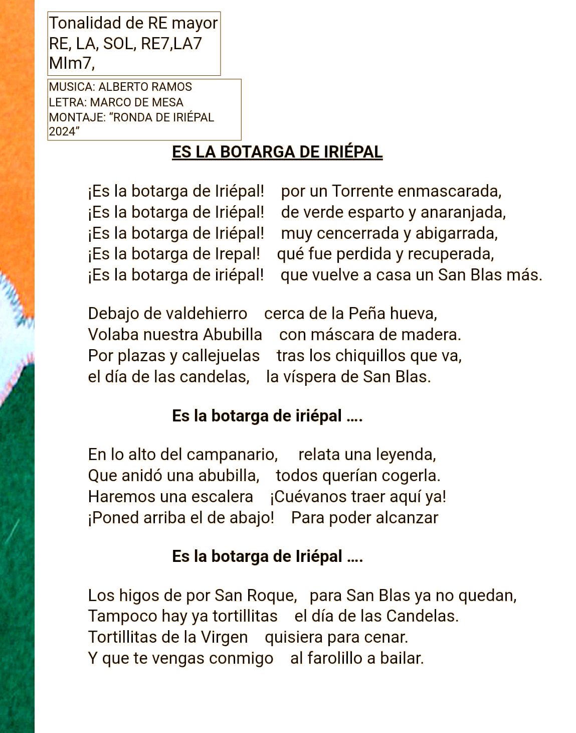 La Botarga de Iriépal vuelve a salir este sábado a las 12:00 acompañada de la Ronda, ¡únete a su recorrido cantando!