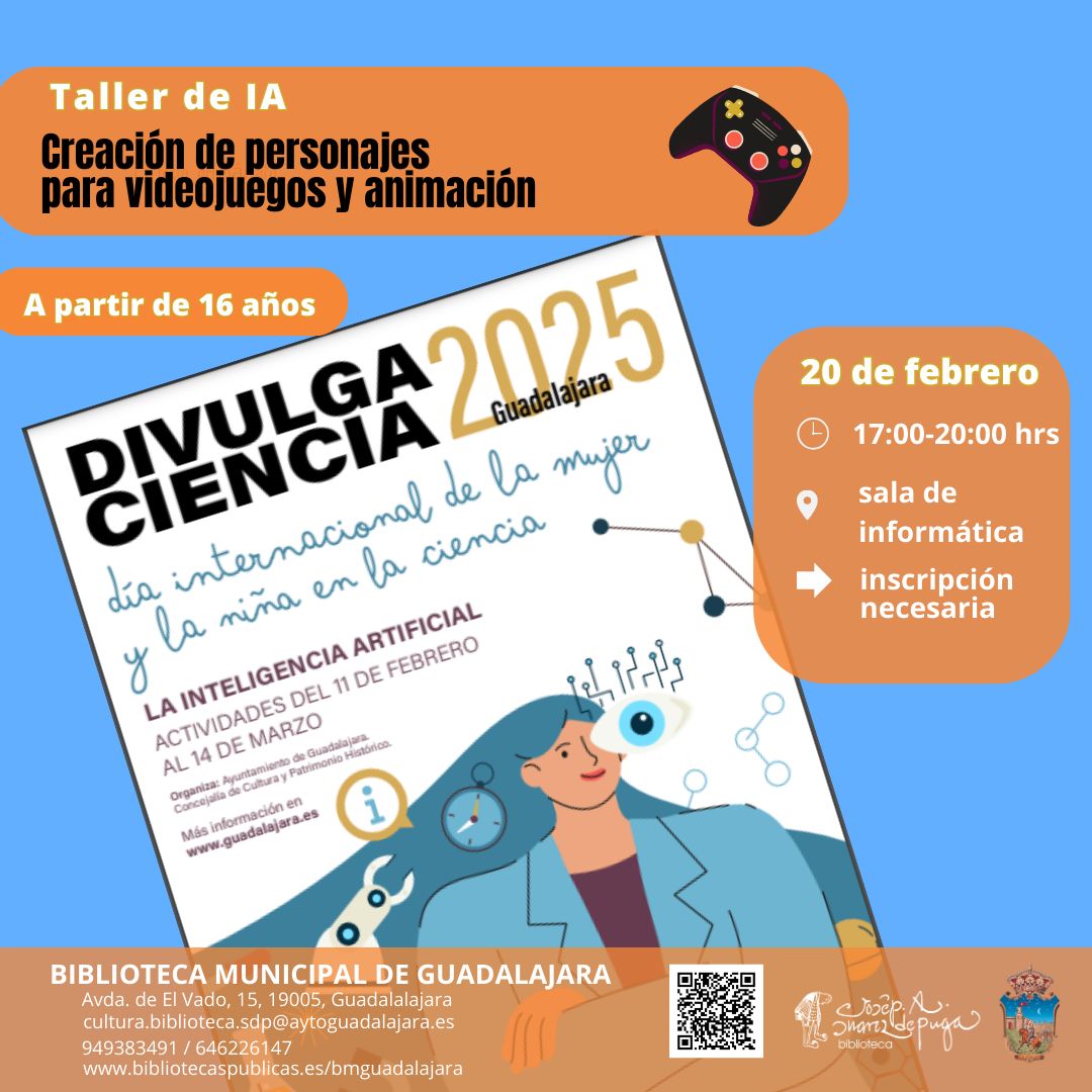 Taller de Creación de Personajes con IA en la Biblioteca Suárez de Puga: Aprende a Diseñar para Videojuegos y Animación