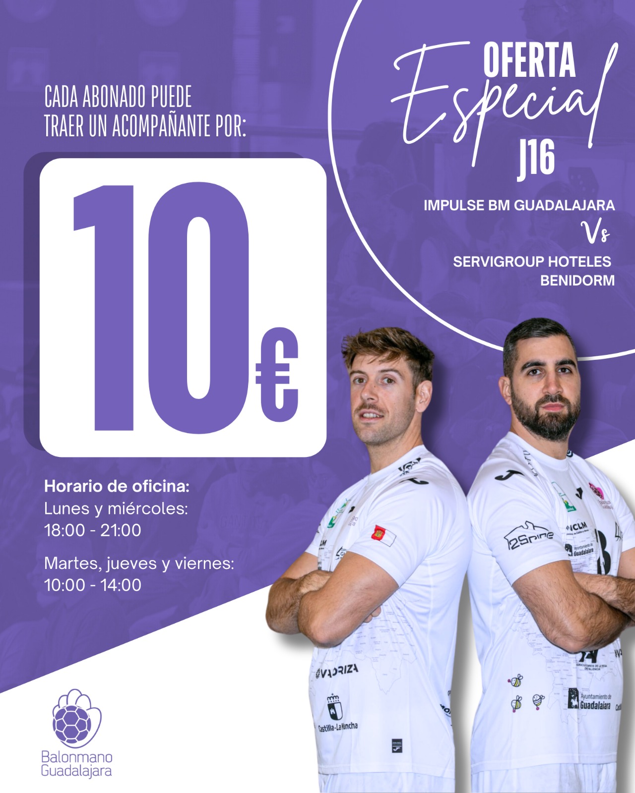 Vuelve la Liga Plenitude al David Santamaría: IMPULSE BM Guadalajara enfrenta a Servigroup Benidorm con nuevo patrocinador