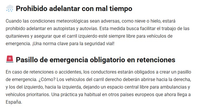  Pasillo de emergencia obligatorio en retenciones
