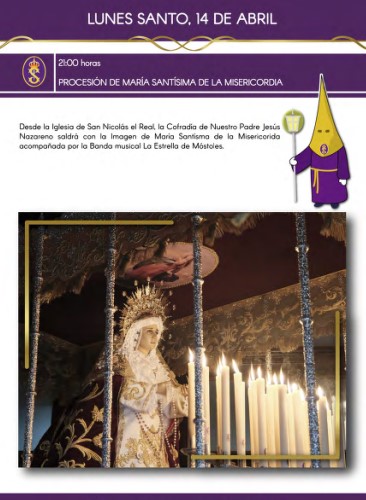 La Virgen de la Misericordia recorrerá las calles de Guadalajara este Lunes Santo acompañada por la banda La Estrella de Móstoles