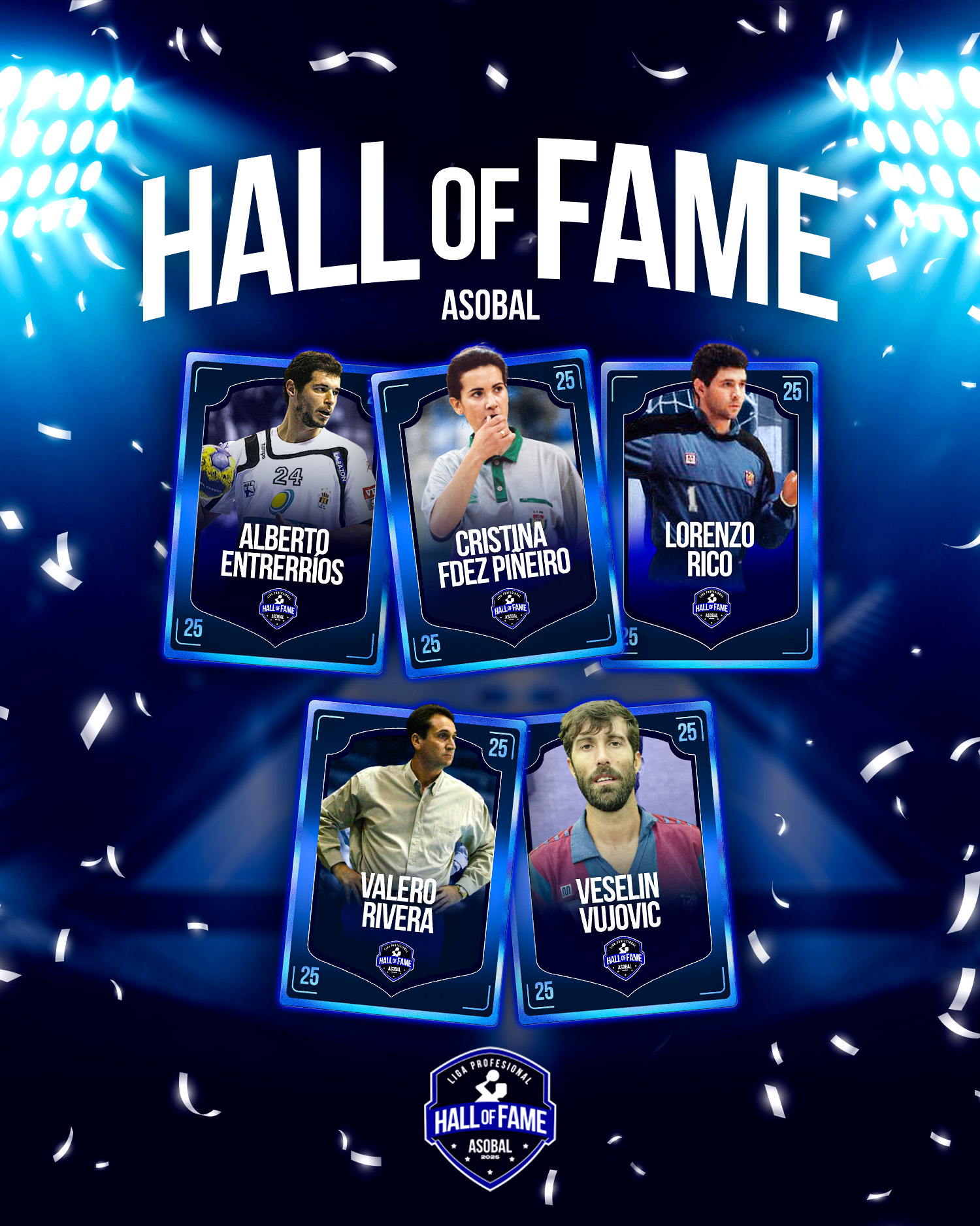 Hall of Fame ASOBAL 2025: Entrerríos, Rivera, Rico, Vujovic y Fernández Piñeiro, nuevas leyendas del balonmano español