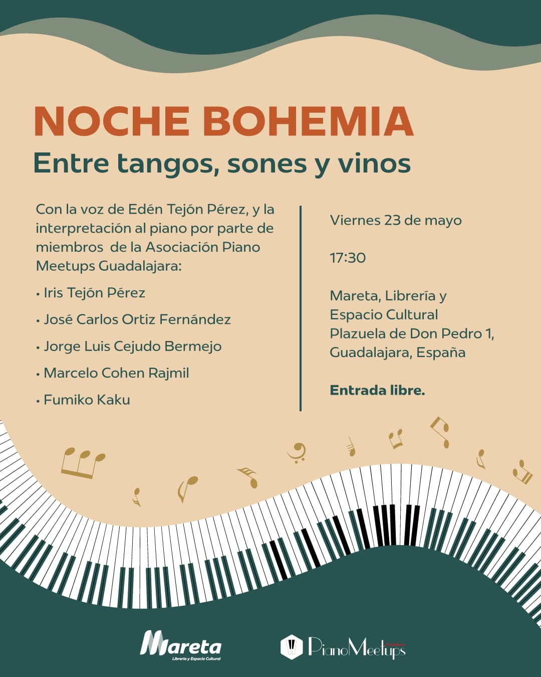 Noche Bohemia en Guadalajara: música en directo y vino español en Mareta