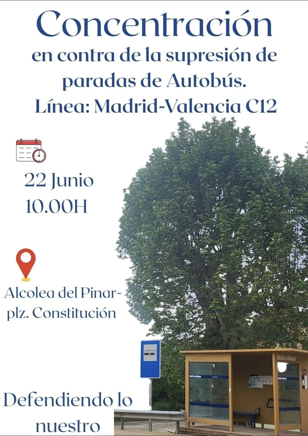 Alcolea del Pinar protesta por recorte de paradas de autobús