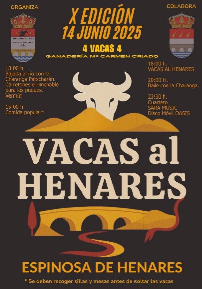 Vacas al Henares 2025 en Espinosa: suelta de vacas, música y tradición junto al río