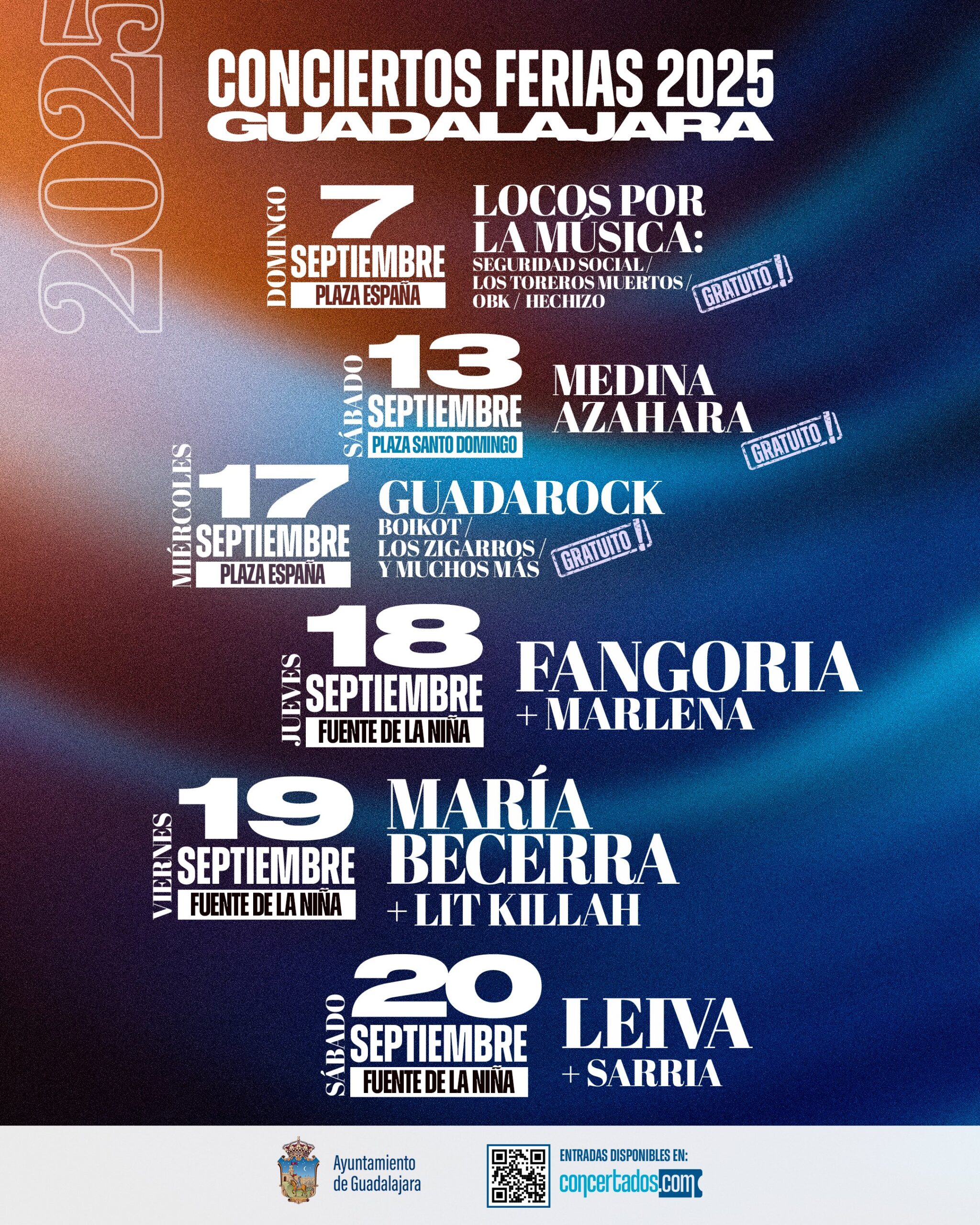 Conciertos de las Ferias de Guadalajara 2025: Fangoria, María Becerra y Leiva actuarán en la Fuente de la Niña