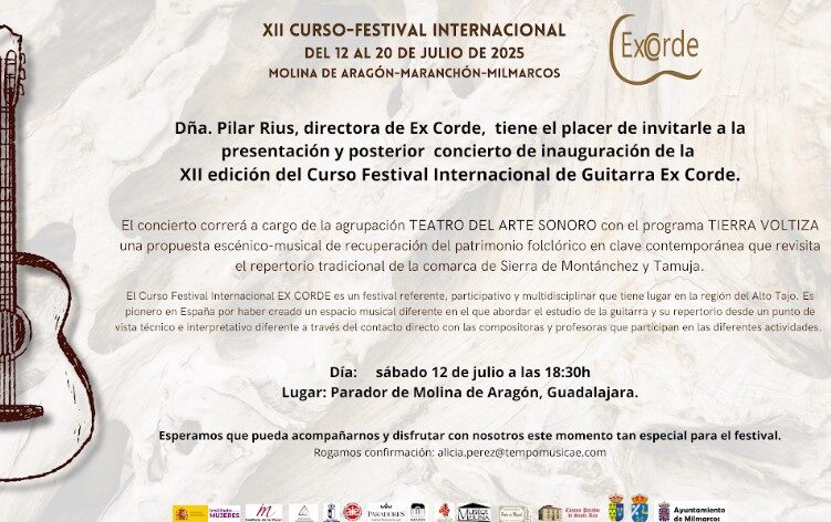 EX CORDE 2025: música contemporánea, guitarra y cultura en el Alto Tajo para activar la España vaciada