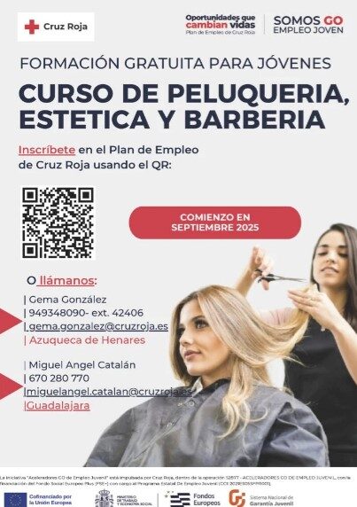 Cruz Roja Guadalajara lanza un curso gratuito de peluquería, estética y barbería para jóvenes