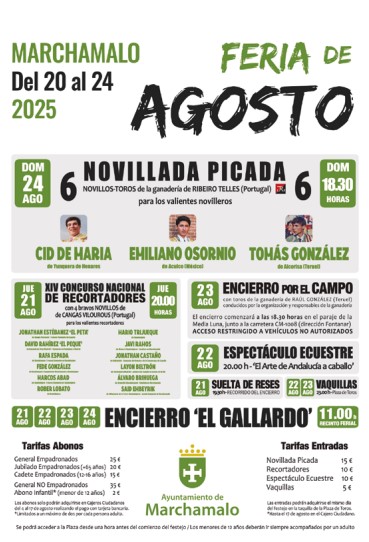 Fiestas de los Toros 2025 en Marchamalo: programa completo