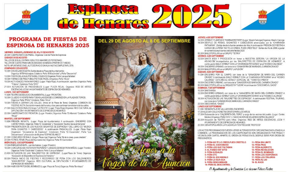 Fiestas Patronales 2025 Espinosa de Henares