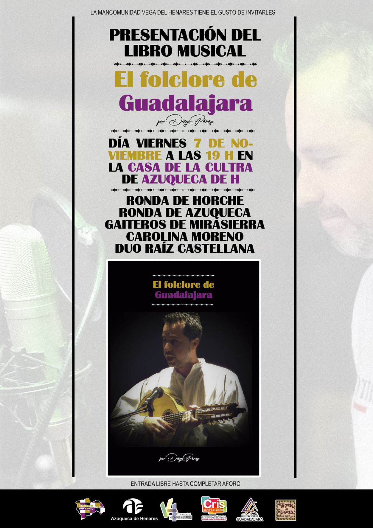 Presentación del audiolibro "El folclore de Guadalajara" en Azuqueca | Evento cultural, música tradicional, Diego Pérez